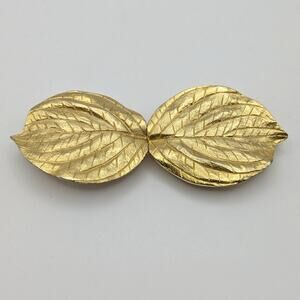Vintage Dotty Smith Gold Tone Double Interlocking Leaf Belt Buckle Fall Autumn